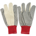 Double Palmed Sewed PVC Dotted Canvas Cotton Industrial Safety Hand Work Gloves (410022)